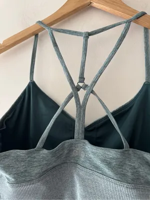 Alo Yoga Alosoft Lavish Strappy Bra Heather Green thumbnail 5