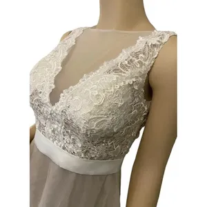 Hebeos wedding dress white lace‎ and tool over champagne sz 2 thumbnail 14