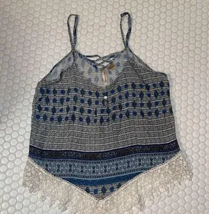 Floral Tank Top Black Size L thumbnail 1