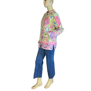 La Cera Pink & Green Paisley Print Quilted Reversible Jacket (L) thumbnail 6