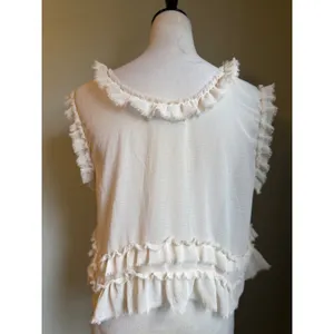Kimchi Blue Cream Ruffle Cropped Tank Top M boho whimsi fairy cottage Y2K dainty thumbnail 2