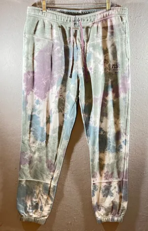 1083 | Nike‎ Sportswear Tie Dye Fleece Jogger Sweatpants Green Purple Womens L thumbnail 1