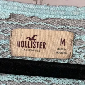 Hollister Mint Green Lace Back Top Medium‎ Sheer Floral Boho Tee thumbnail 3