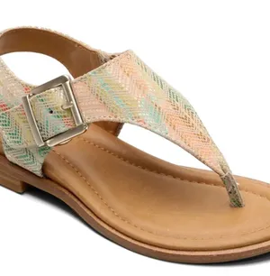 COMFORTIVA Women's Size 6.5 DAFNEY Leather Thong Sandal GREEN/MULTI thumbnail 1