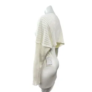 NEW Commense Cream Ribbed Knit Dolman Long Sleeve Cropped Cardigan Sweater XS thumbnail 2