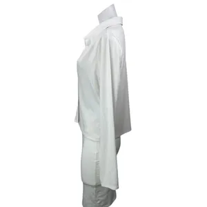 AFRM Women's White Ribbed Knit Collared Long Sleeve Button Shirt Top Size XL thumbnail 2