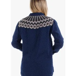 Free People Blue Polka Dot Western Button Down Festival Long Sleeve Flannel‎ Top thumbnail 2