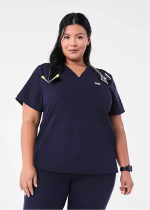 Figs Catarina One-Pocket Navy‎ Blue V-Neck Shirt Short Sleeve Top Scrub Tech thumbnail 1