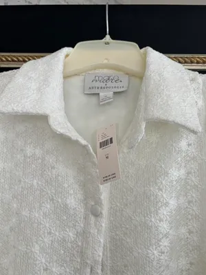 New with Tags Anthropologie White Lace Button Up Dress thumbnail 2