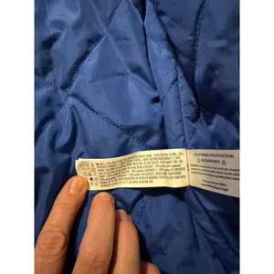 English Factory Navy Blue Cream Oversized Bomber Jacket Sz S Varsity Puffer thumbnail 10