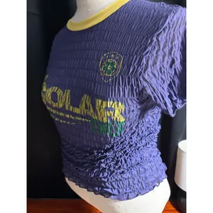 Urban Outfitters Purple‎ Popcorn Shirt Solar Graphic Y2K Smocked Top Medium thumbnail 2