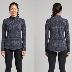 Paradox Womens Merino Wool Blend 1/4 Zip Base Layer Top Gray Camo Medium Medium thumbnail 2
