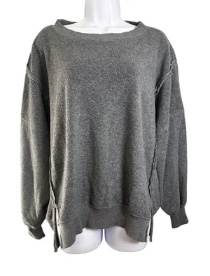 American Eagle‎ Seriously Huggable Sherpa Oversized Sweatshirt Gray XS thumbnail 1