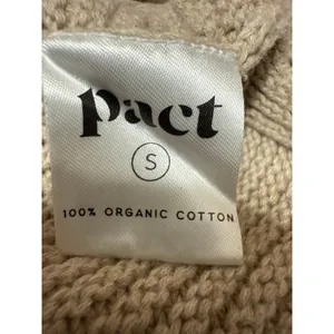 Pact Women's Cream Rib Knit High Neck Long Sleeve Oversized Sweater Top Size S thumbnail 4