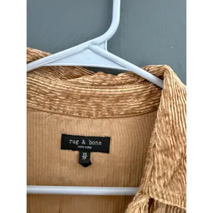 Rag & Bone Womens XS Camel Tan Ribbed Viscose‎ Corduroy Button Down Shirt thumbnail 4