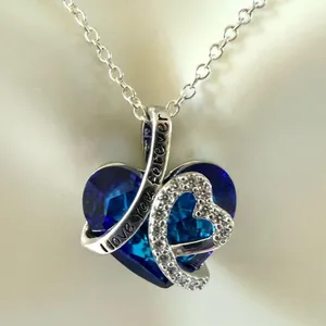 Sterling Silver Heart Topaz Colored Pendant W/ Sterling Plate Chain thumbnail 1