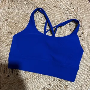 Lululemon athletica energy bra blue ribbed $78 limited edition active 8 workout thumbnail 5