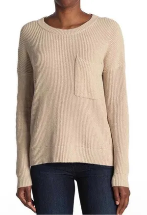 Madewell Thompson Pocket Long Sleeve Oversized Pullover Sweater in Tan Sz XS‎ thumbnail 1