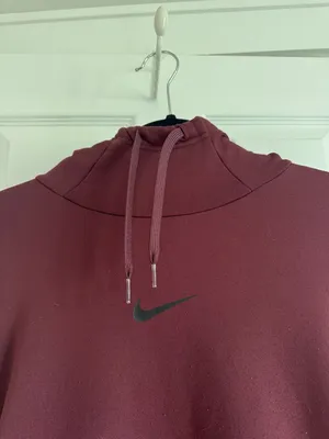 Nike Women's Burgundy Hoodie with Small Swoosh thumbnail 2