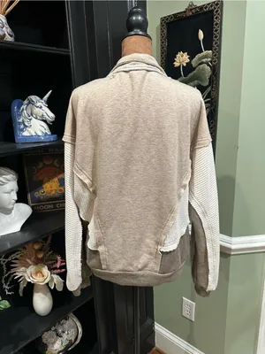 BKE Pieced Henley Pullover – Heathered Waffle Knit – Size Medium thumbnail 9