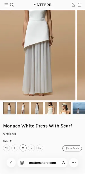 Matters Store Monaco White Dress Size M Size M thumbnail 3
