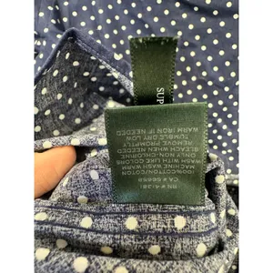 LAUREN RALPH LAUREN Navy White Polka Dot 3/4 Sleeve Button Up Shirt size P XS thumbnail 7