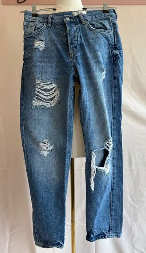 Free People Women's Distressed Blue Denim Jeans Size 25 with Ripped Details thumbnail 1