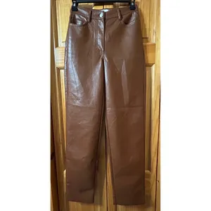 Aritzia‎ Wilfred The Melina Pant Mocha Vegan Leather High Rise Straight Leg Sz 0 thumbnail 2