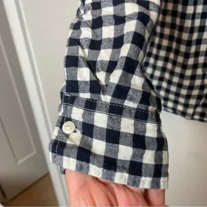 TOMMY HILFIGER Navy & Cream Gingham Button Down Collared Top Size M thumbnail 3