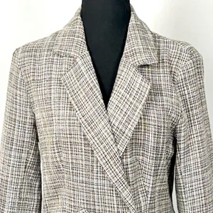 Lulus Double Breasted Tweed Coat Womens Medium Wool Blend‎ Brown Plaid Academia thumbnail 10
