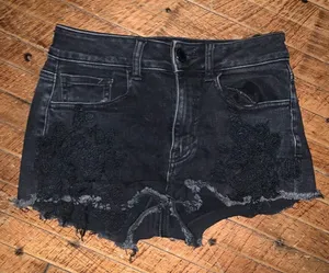American Eagle black hi-rise shortie size 2 cutoff shorts thumbnail 1