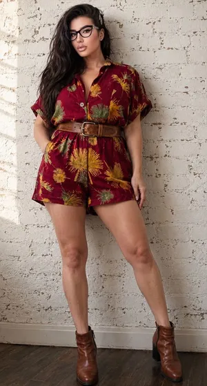 Free People Malibu Romper Burgundy Palm Print Boho M thumbnail 1