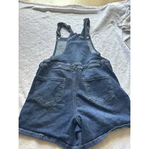 Almost Famous Romper, Women's Size 13 Blue, Denim, Overalls Shorts Distressed thumbnail 16