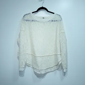 Free People Cream Not Cold In This Lace Sweater Size XS thumbnail 2