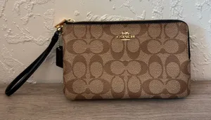 Coach Signature Coated Canvas Double Zip Wristlet thumbnail 1