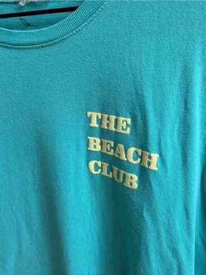 The Beach Club Hello Sunshine Graphic Tee Shirt Ocean Blue Size Medium thumbnail 4