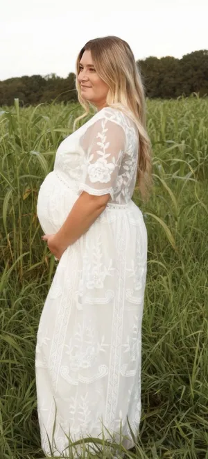 Amazon White lace maternity dress thumbnail 1
