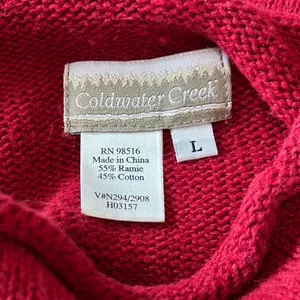Coldwater Creek Red Holly Berry Embroidered Roll Neck Sweater Womens Large L thumbnail 7