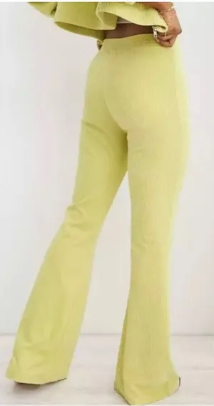 Aerie Grrove On Rib Velour‎ Flare Pant M Long Tall High Rise Retro Y2K Cozy thumbnail 1