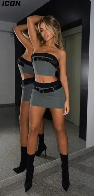 SheIn Army green skirt and top set thumbnail 1