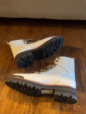 Marc Fisher White Leather Lace-Up Combat Boots thumbnail 5