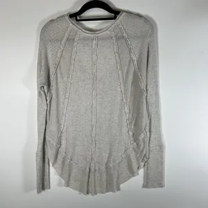 Free‎ People Tops Womens XS Oversized Laguna Thermal Ivory Thermal Top Boho thumbnail 6