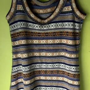 Free People Mini Sweater Dress Gray Fair Isle Nordic Tunic Wool Blend Sz Medium thumbnail 2