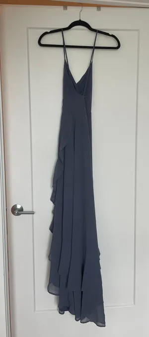 Lulus In Love Forever Granite Blue Lace-Up High-Low Maxi Dress thumbnail 4