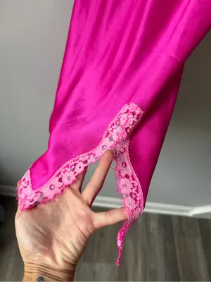 Victoria’s Secret Hot Pink Lace Trim Slip Dress Laungerie Floral Intimates S thumbnail 3