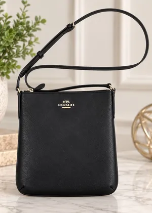 Coach Crossgrain Leather North South Crossbody Messanger Bag Black thumbnail 1