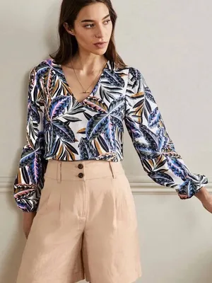 Boden Linen V-Neck Long Sleeve Blouse Top Size 20/22 thumbnail 1