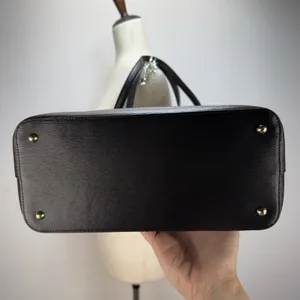 Ralph Lauren Newbury Modern Pocket Tote Shoulder Bag‎ Black Textured Leather thumbnail 7