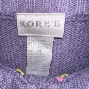 Embroidered‎ Sweater Medium Purple Boho Cottagecore Zip Neck thumbnail 4