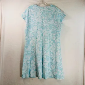 Fresh Produce Blue White Floral Swirl V-Neck Cotton Dress XXL Made in USA 21662 thumbnail 2